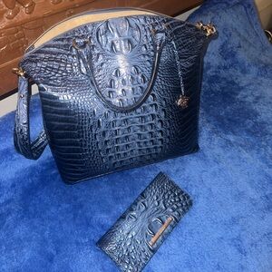 Brahmin Blue Embossed Shoulder Bag